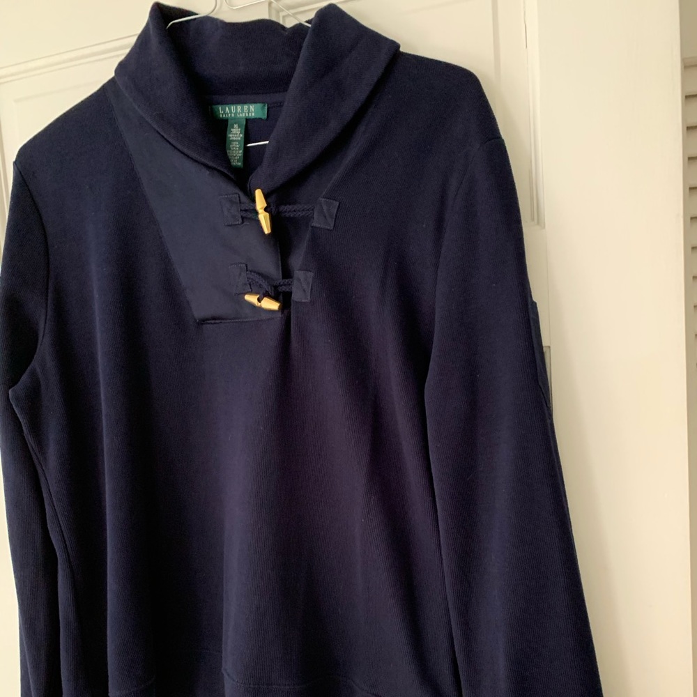 Lauren Navy Toggle Button Shawl Collar Shirt